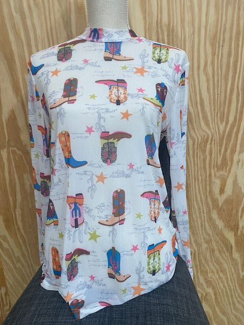 Neon Boots Semi Sheer Mesh Top