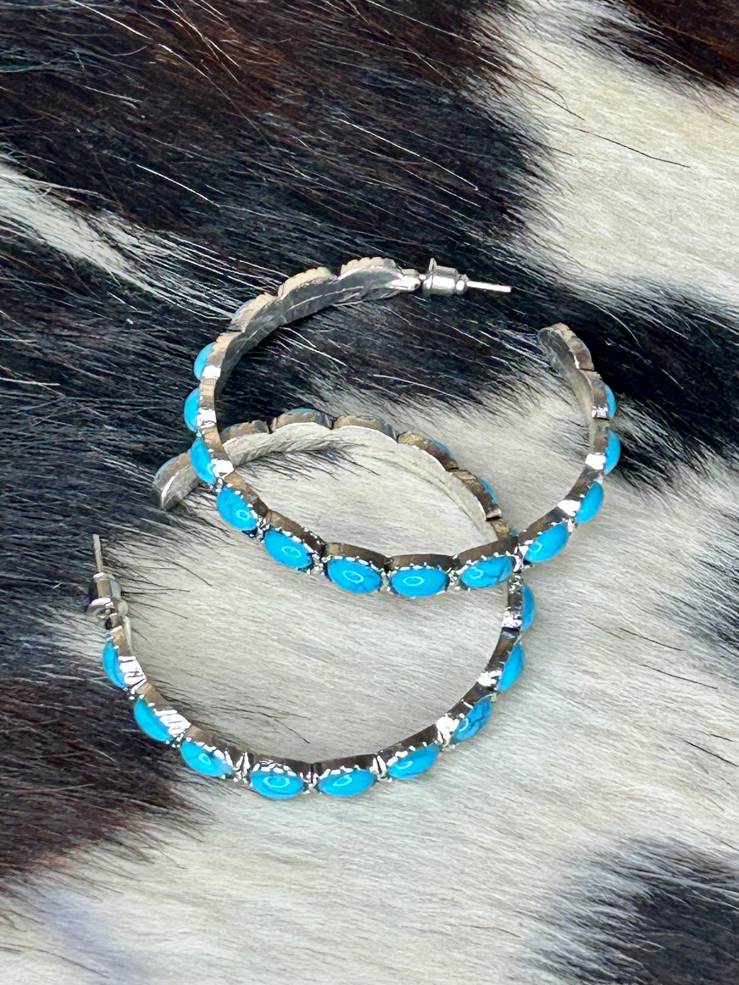 Turquoise C Hoops - Sweetwater Boutique