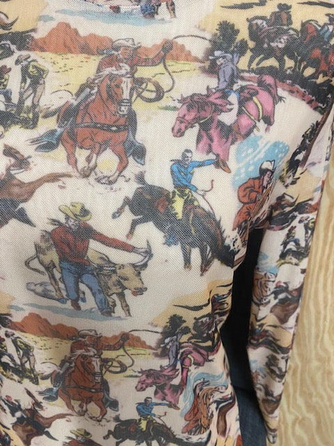 Vintage Western Semi Sheer Mesh Top