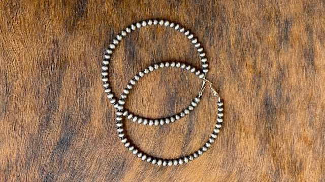 3.5" Jumbo Navajo Pearl Hoops - Sweetwater Boutique