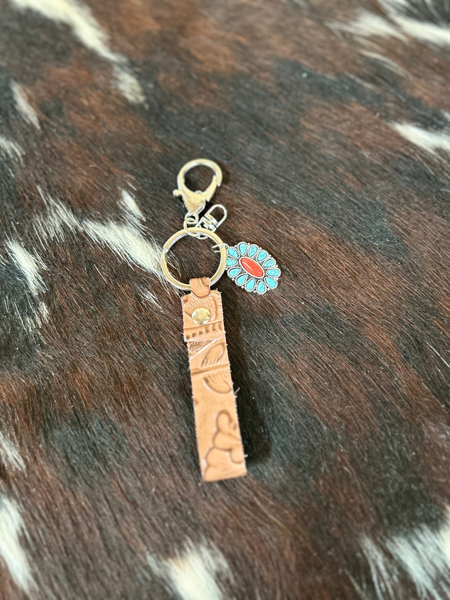 Turquoise and Red Pendant Key Chain - Sweetwater Boutique