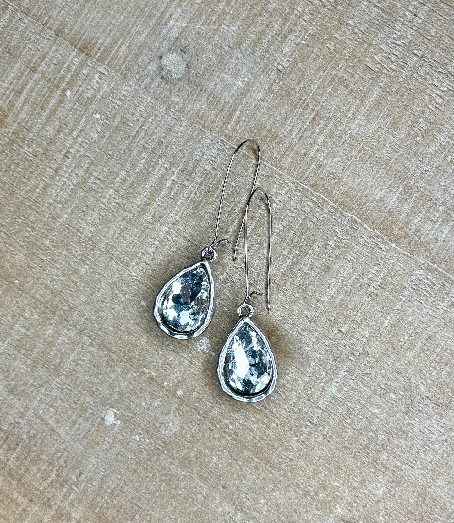 Silver and Crystal Teardrop Earrings - Sweetwater Boutique