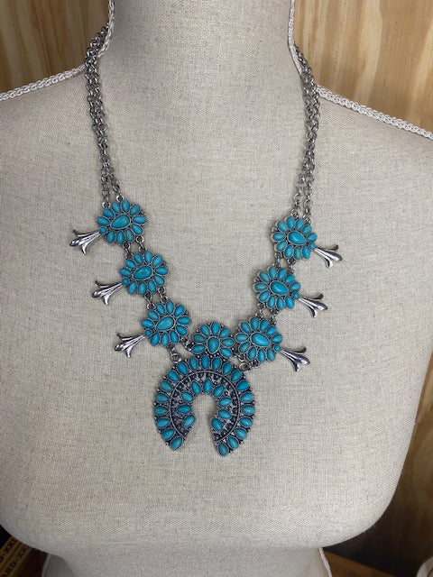Turquoise Squash Blossom Necklace - Sweetwater Boutique