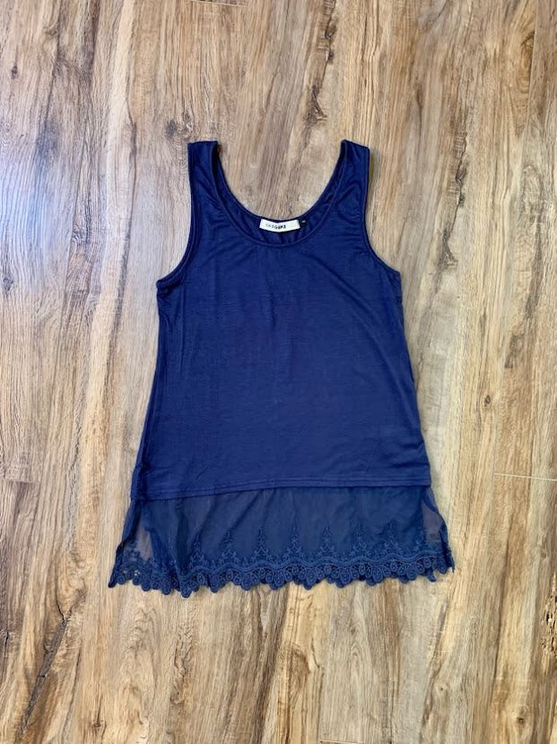 Tank Top With Lace Trimming (2 colors available) - Sweetwater Boutique
