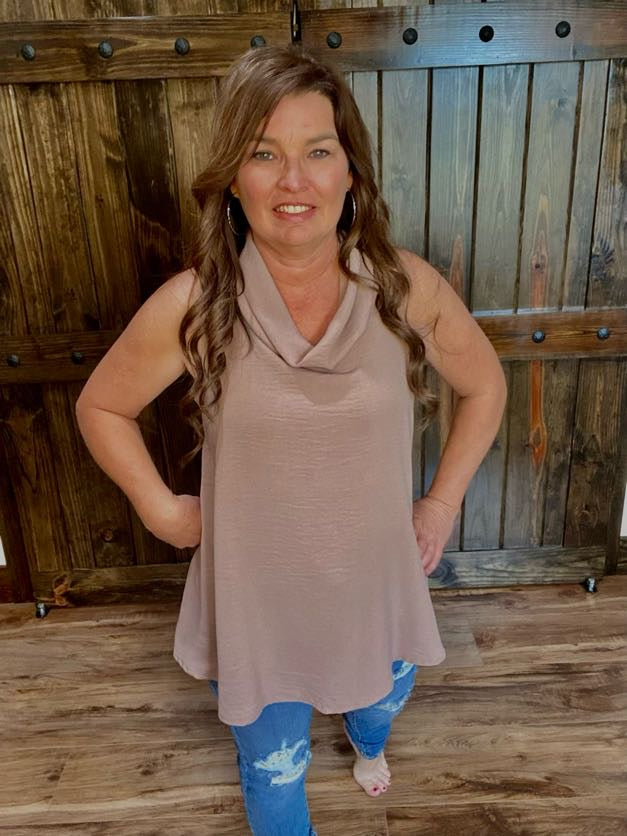Semi Cowl Neck Tank Top - Sweetwater Boutique