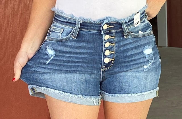 Mid Rise Fray & Cuff - Button Fly Shorts - Judy Blue - Sweetwater Boutique