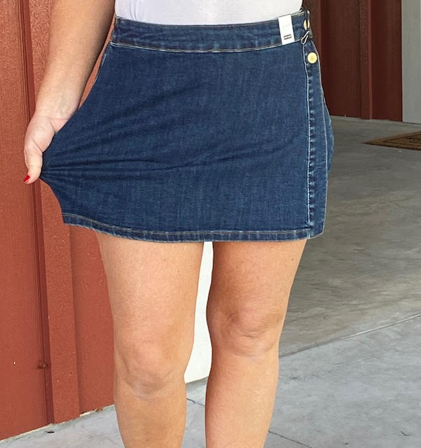 High Waist Clean Wash Denim Skort - Judy Blue - Sweetwater Boutique