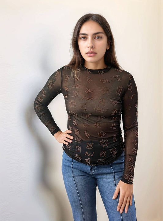MK474 Branded 3D Print Mesh Top - Black