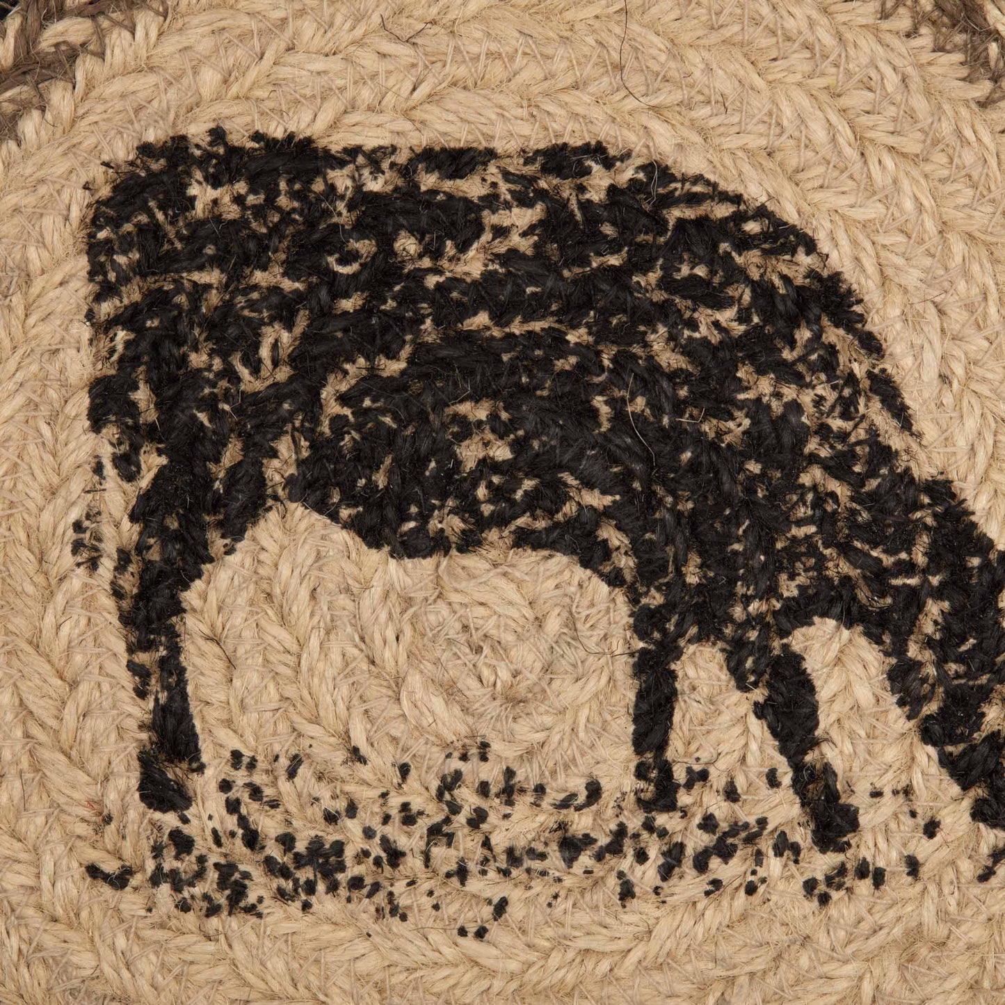 Charcoal Cow Jute Trivet 8"