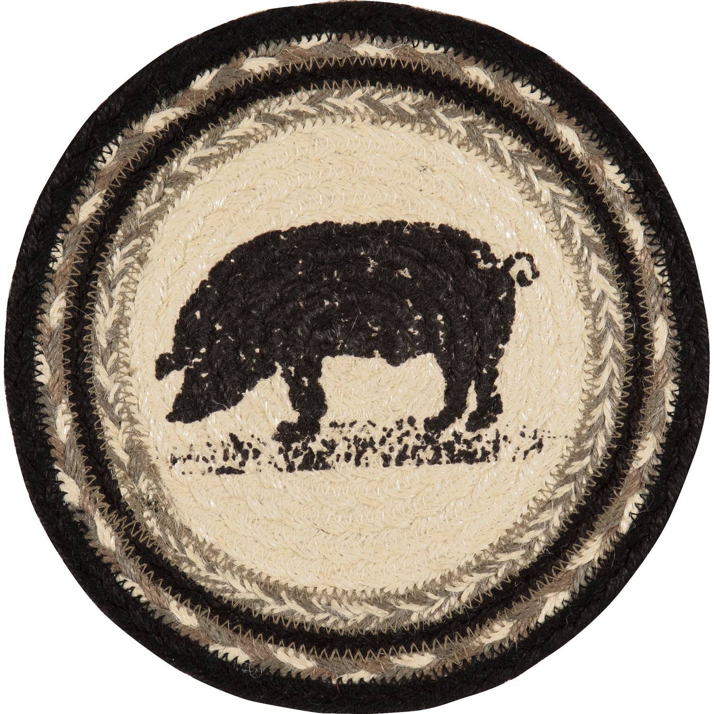 Charcoal Pig Jute Trivet 8"