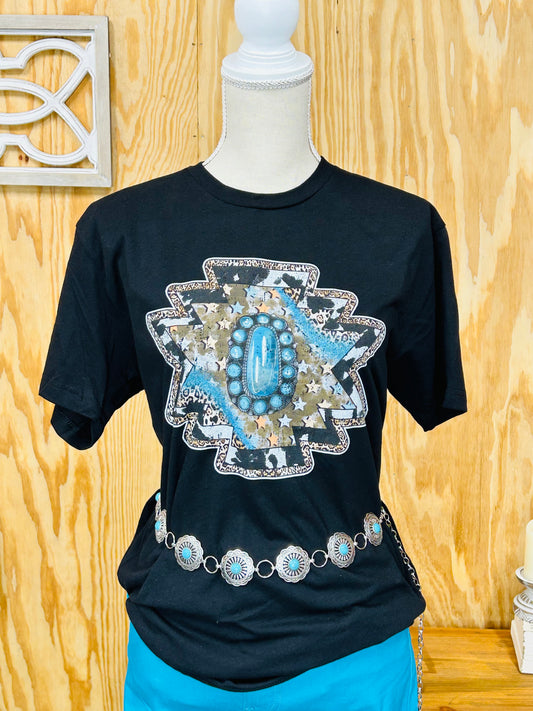 Aztec Cowhide Turquoise - Sweetwater Boutique 