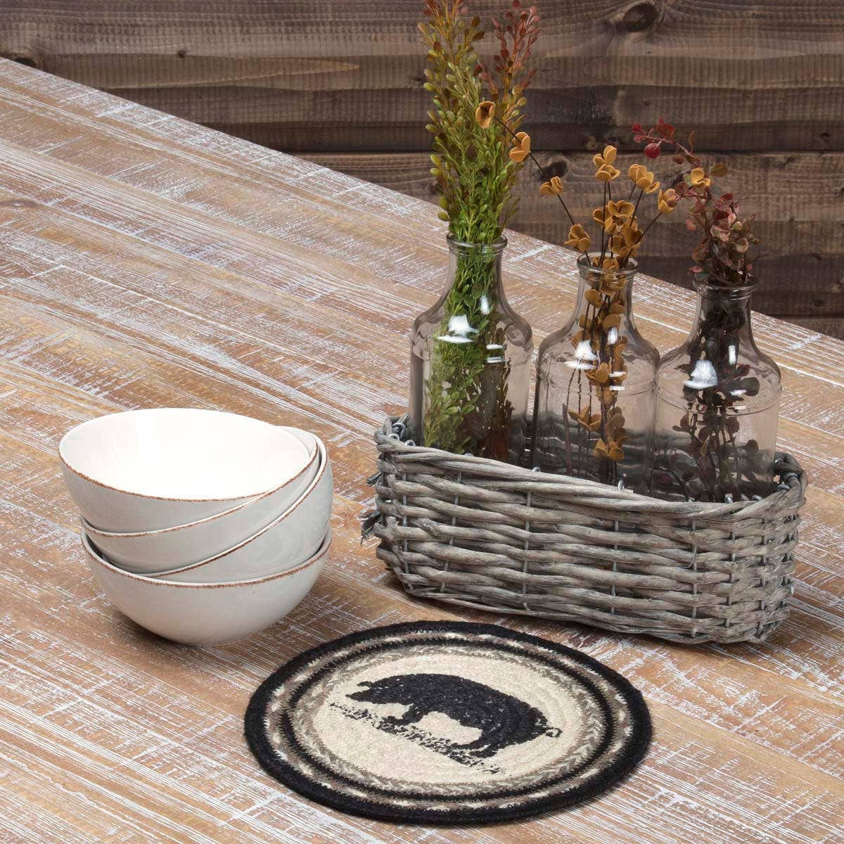 Charcoal Pig Jute Trivet 8"