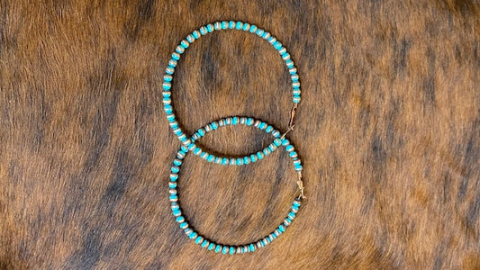 3.5" Jumbo Navajo Pearl Hoops - Sweetwater Boutique 