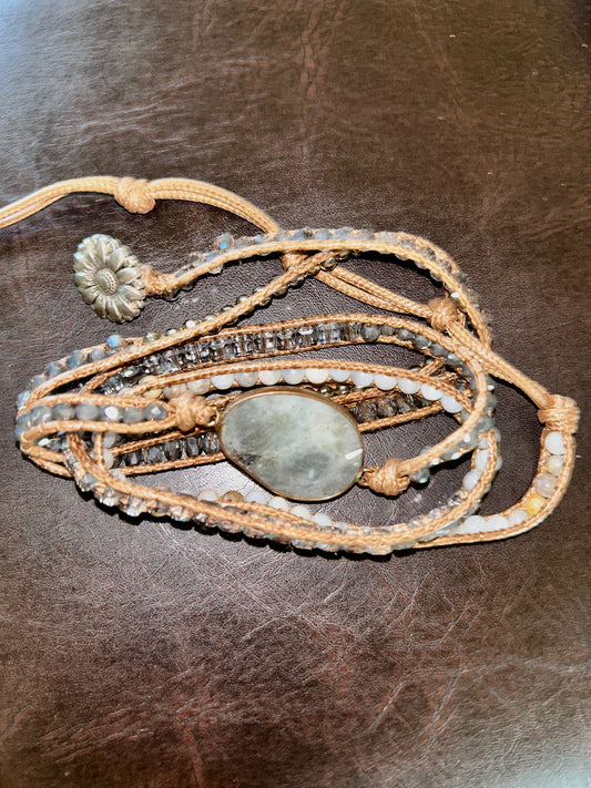 Boho Natural Stone Crystal Wrap Bracelet - Sweetwater Boutique 