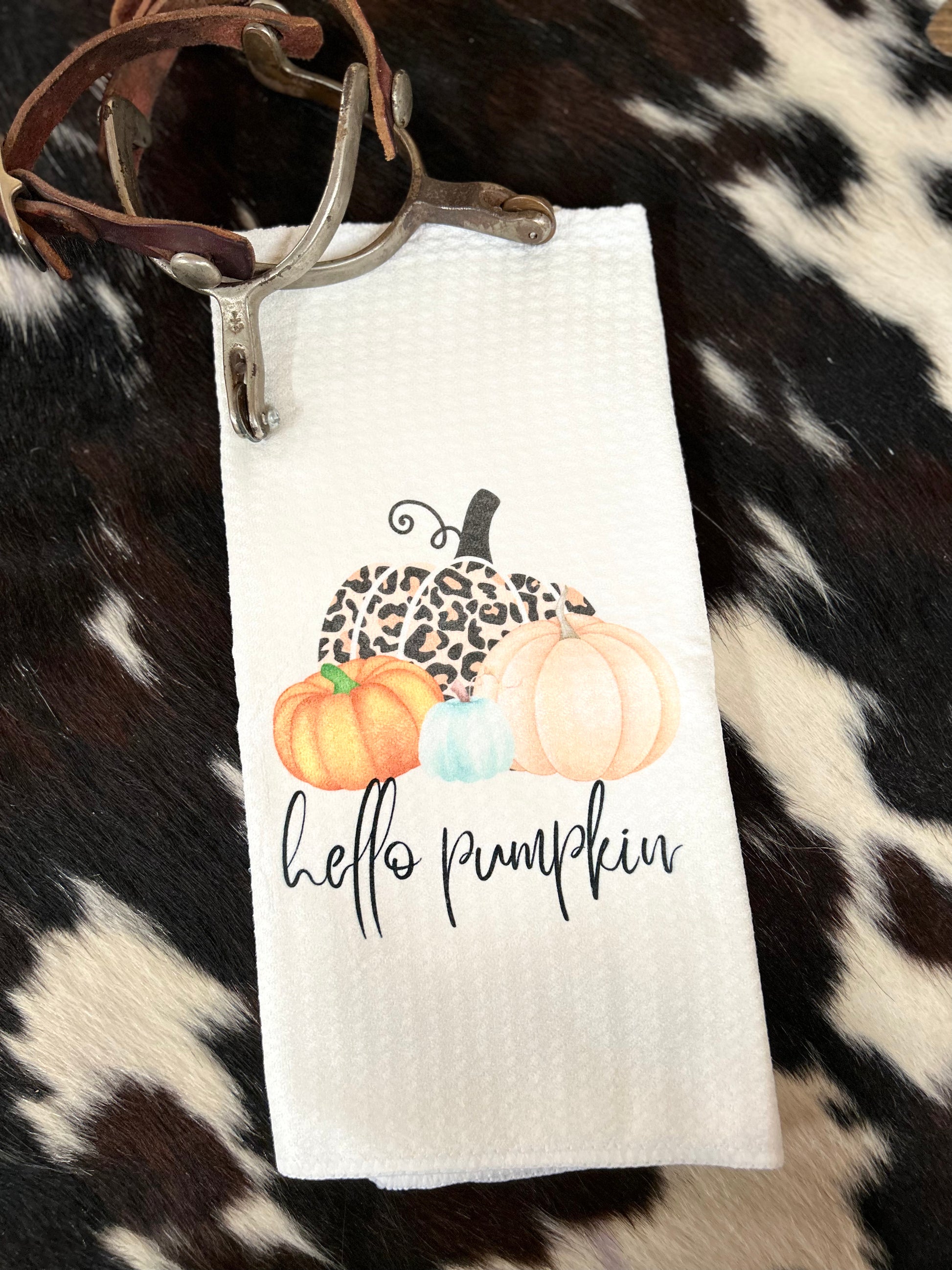 Hello Pumpkin Cheetah Kitchen Towel - Sweetwater Boutique 