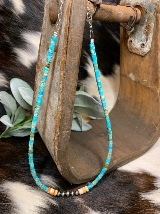 Turquoise and Navajo Pearls Necklace - Sweetwater Boutique 