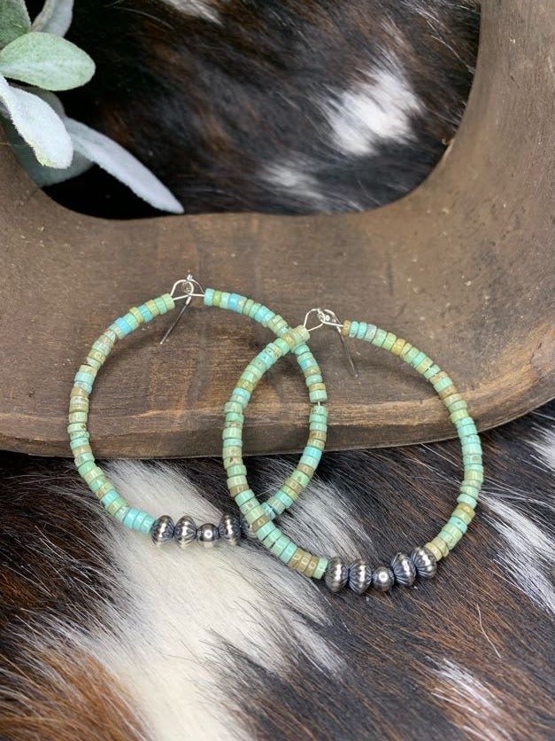 Heishi and Navajo Pearl Hoops - Sweetwater Boutique 