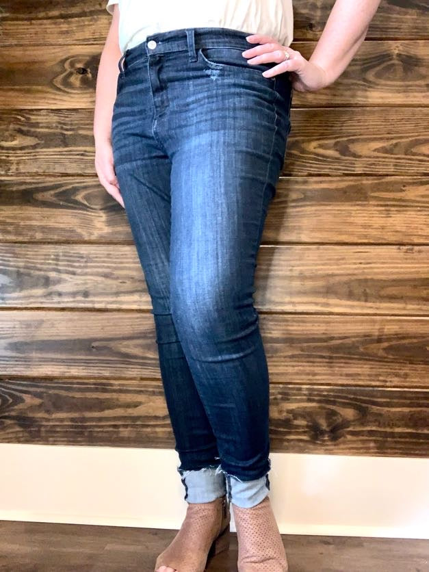 Judy Blue Cuffed Dark Jeans - Sweetwater Boutique 