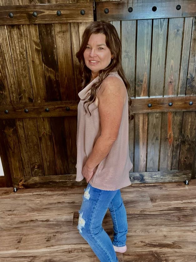 Semi Cowl Neck Tank Top - Sweetwater Boutique 