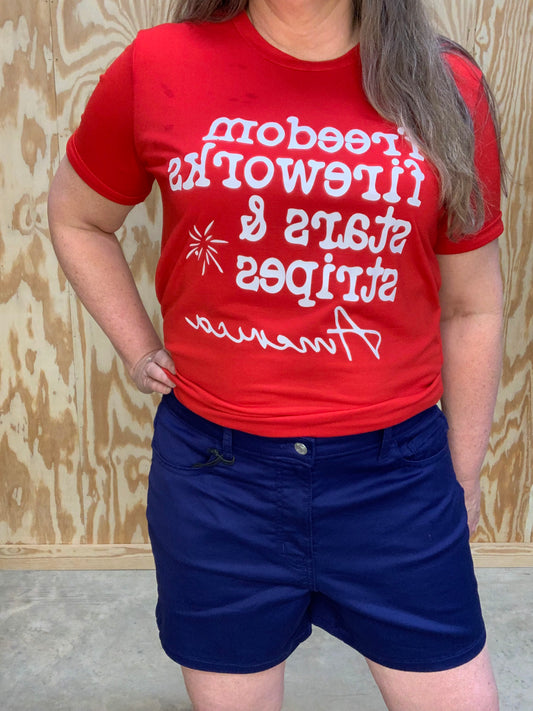 Freedom & Fireworks America Graphic Tee - Sweetwater Boutique 